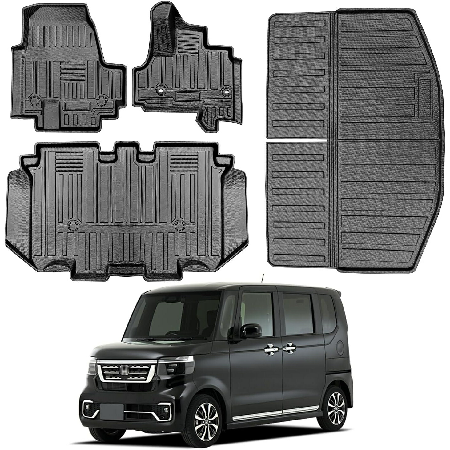 ホンダ N-BOX JF5/6型 フロアマット 1-2列目 & ラゲッジマット TPE 防水 汚れ防止 取付簡単 抗菌効果 保護パーツ カー用品 e2