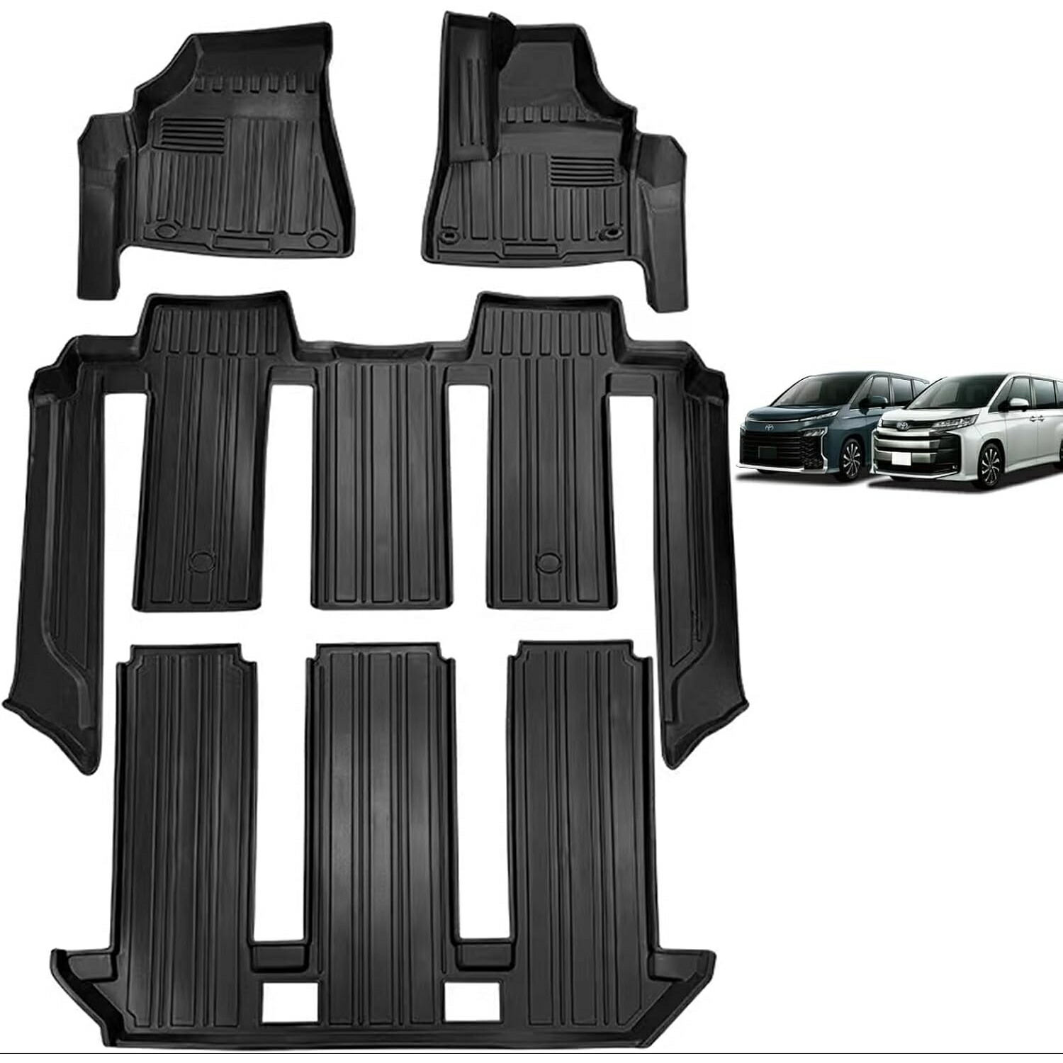 トヨタ NOYH VOXY ヴォクシー ノア 90系 車用フロアマット・カーマット 3D TPE材質カーマット TOYOTA7人乗用 フロアマット+ラゲッジマット5点セット 滑り防止 防水 汚れ保護 キズ防止 (1~3列目) e1